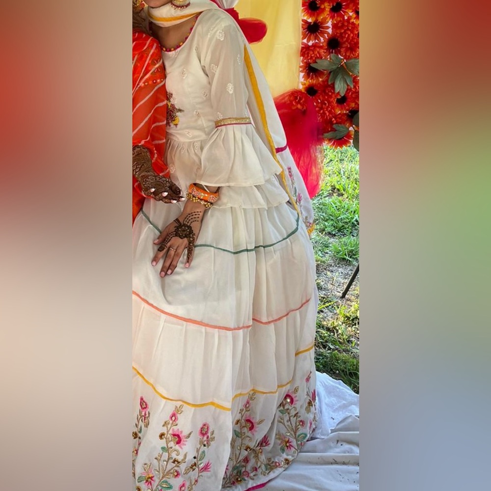 White Lehenga Peplum Style top Indian Pakistani